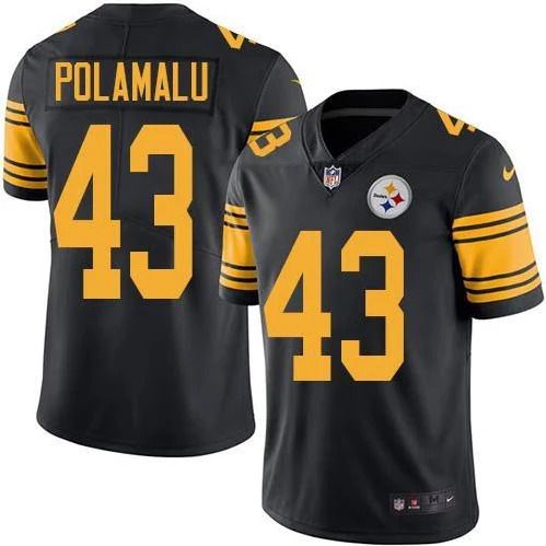 Men Pittsburgh Steelers #43 Troy Polamalu Nike Black Color Rush Limited NFL Jersey
